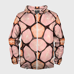 Ветровка с капюшоном мужская Розовые пятна жирафа, цвет: 3D-белый
