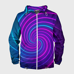Ветровка с капюшоном мужская Сине-фиолетовая спираль, цвет: 3D-белый