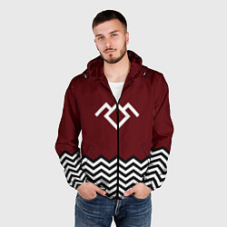 Ветровка с капюшоном мужская Твин Пикс - лого, цвет: 3D-черный — фото 2