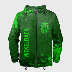 Ветровка с капюшоном мужская Nickelback - green gradient вертикально, цвет: 3D-черный
