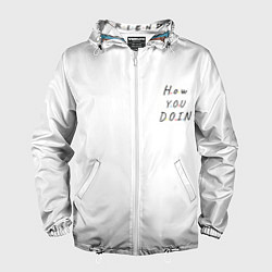 Ветровка с капюшоном мужская Друзья художники - how you doin, цвет: 3D-белый