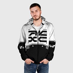 Ветровка с капюшоном мужская Кибер текстура - черно белая, цвет: 3D-черный — фото 2
