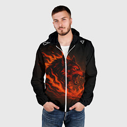 Ветровка с капюшоном мужская Инфернальный волк, цвет: 3D-белый — фото 2