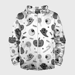 Ветровка с капюшоном мужская Halloween grey and white, цвет: 3D-белый