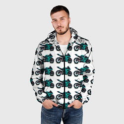 Ветровка с капюшоном мужская Motorbike light blue, цвет: 3D-черный — фото 2