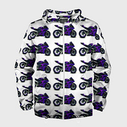 Ветровка с капюшоном мужская Motorcycle purple gloss, цвет: 3D-белый