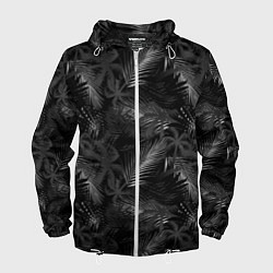 Ветровка с капюшоном мужская Palm black and white, цвет: 3D-белый