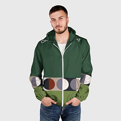 Ветровка с капюшоном мужская Луна Малевича сосновый зеленый, цвет: 3D-белый — фото 2