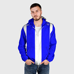 Ветровка с капюшоном мужская Color white blue line, цвет: 3D-белый — фото 2
