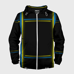 Ветровка с капюшоном мужская Neon yellow blue, цвет: 3D-белый
