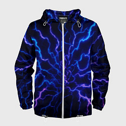 Ветровка с капюшоном мужская Разряд молнии текстура, цвет: 3D-белый