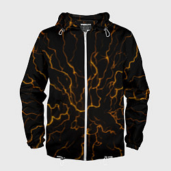 Ветровка с капюшоном мужская Разряды электричества текстура, цвет: 3D-белый