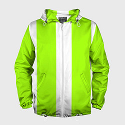Ветровка с капюшоном мужская Color light green white stripes, цвет: 3D-белый