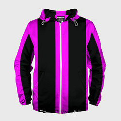 Ветровка с капюшоном мужская Color black pink lines, цвет: 3D-белый