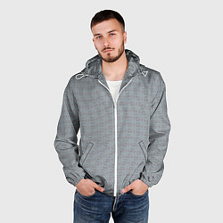 Ветровка с капюшоном мужская Текстура на серебристо-сером, цвет: 3D-белый — фото 2