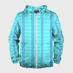 Ветровка с капюшоном мужская Цвет голубая клетка, цвет: 3D-белый