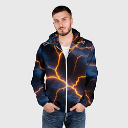 Ветровка с капюшоном мужская Молния на камуфляжной текстуре, цвет: 3D-белый — фото 2