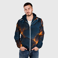 Ветровка с капюшоном мужская Разлом плит с огнем, цвет: 3D-белый — фото 2