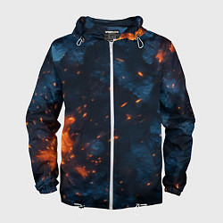 Ветровка с капюшоном мужская Синий камуфляж с искрами, цвет: 3D-белый