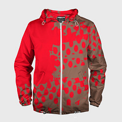 Мужская ветровка Абстрактные алые пятна на цвете какао