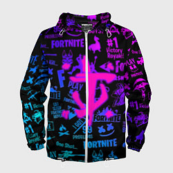Ветровка с капюшоном мужская Fortnite x doom neon logo, цвет: 3D-белый