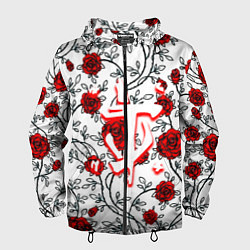Ветровка с капюшоном мужская Doom розы, цвет: 3D-черный