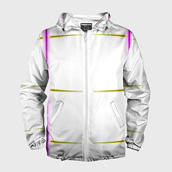 Ветровка с капюшоном мужская Color white pink yellow stripes, цвет: 3D-белый
