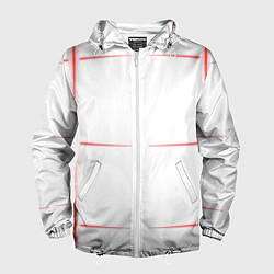 Ветровка с капюшоном мужская Color white red stripes, цвет: 3D-белый