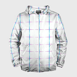 Ветровка с капюшоном мужская Color white blue stripes, цвет: 3D-белый