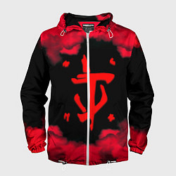 Ветровка с капюшоном мужская Doom огненные краски, цвет: 3D-белый