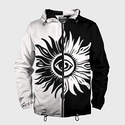 Мужская ветровка Солнце черно-белое