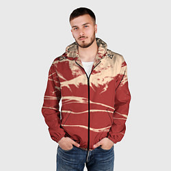 Ветровка с капюшоном мужская Песочные горы-абстракция, цвет: 3D-черный — фото 2