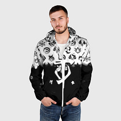 Ветровка с капюшоном мужская Doom черно белые аниме, цвет: 3D-белый — фото 2