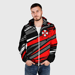 Ветровка с капюшоном мужская Umbrella - red lines, цвет: 3D-белый — фото 2