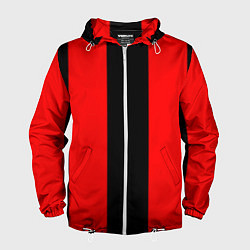 Ветровка с капюшоном мужская Color red and black, цвет: 3D-белый