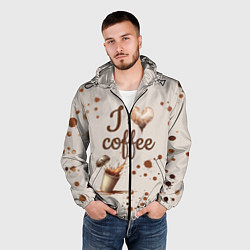 Ветровка с капюшоном мужская Пятна кофе часть дизайна - можно проливать, цвет: 3D-черный — фото 2