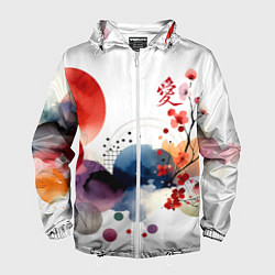 Мужская ветровка Абстрактный Японский паттерн и иероглиф любовь