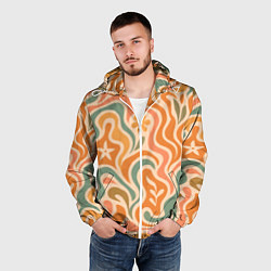 Ветровка с капюшоном мужская Цветочная волна, цвет: 3D-белый — фото 2