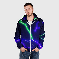 Ветровка с капюшоном мужская Multicolored lightning, цвет: 3D-белый — фото 2