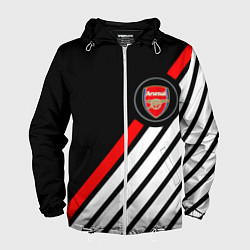 Ветровка с капюшоном мужская Арсенал геометрия полосы, цвет: 3D-белый