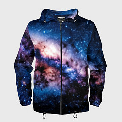 Ветровка с капюшоном мужская Фантастический космос звёзды и туманности, цвет: 3D-черный