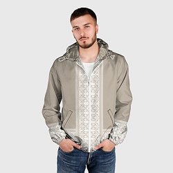 Ветровка с капюшоном мужская Славянский орнамент-вышиванка рубаха, цвет: 3D-белый — фото 2