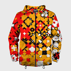 Мужская ветровка Красно-желтая геометрическая абстракция