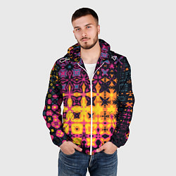 Ветровка с капюшоном мужская Фиолетово-желтая метаморфоза, цвет: 3D-белый — фото 2