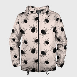 Ветровка с капюшоном мужская Паттерн с черными жуками, цвет: 3D-черный