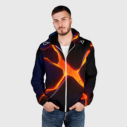 Ветровка с капюшоном мужская Orange rift, цвет: 3D-белый — фото 2