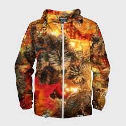 Ветровка с капюшоном мужская Атмосфера Рождества, цвет: 3D-белый