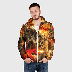 Ветровка с капюшоном мужская Атмосфера Рождества, цвет: 3D-белый — фото 2