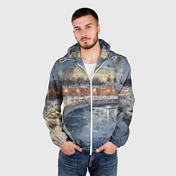 Ветровка с капюшоном мужская Новогодние праздники в Москве, цвет: 3D-белый — фото 2