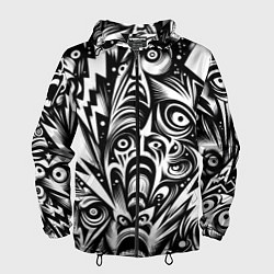 Ветровка с капюшоном мужская Lightnings and faces - ai art fantasy, цвет: 3D-черный